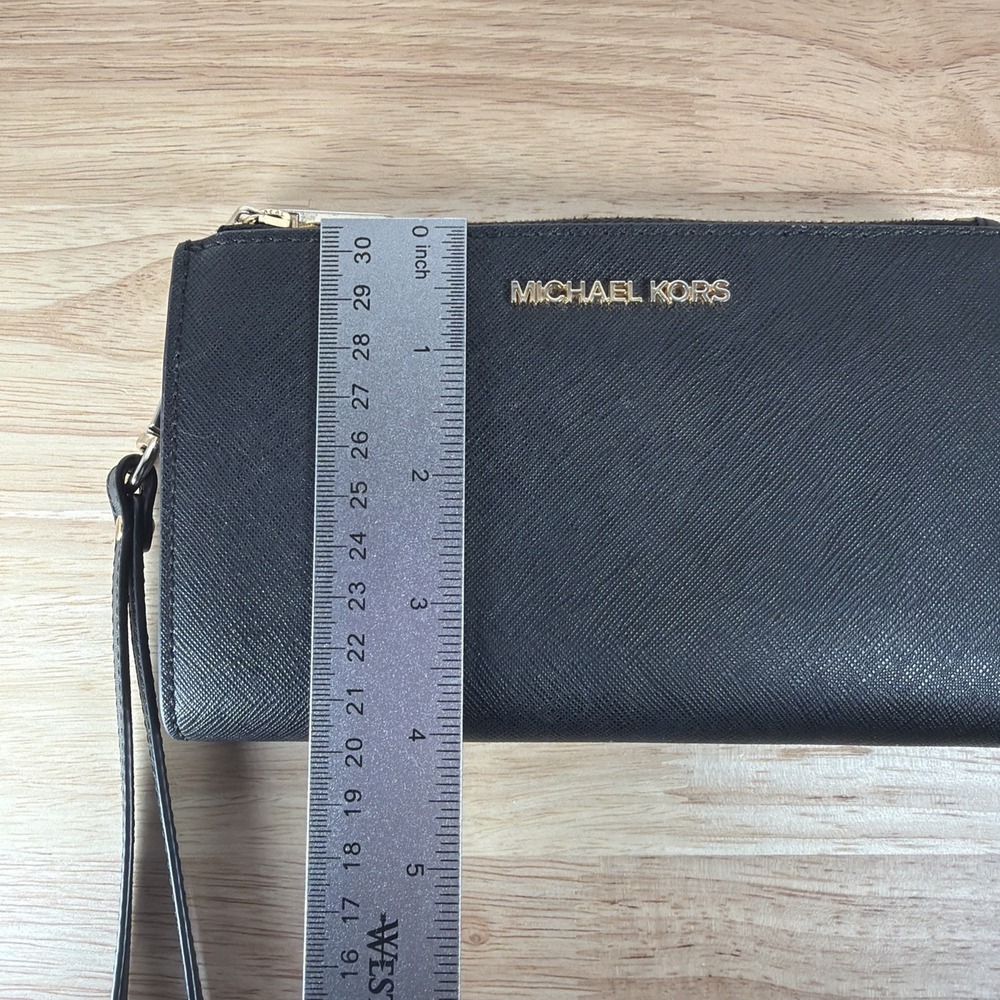 NWT Michael Kors Jet Set Travel Lg Double Zip Wristlet Leather Wallet - Picture 2 of 6